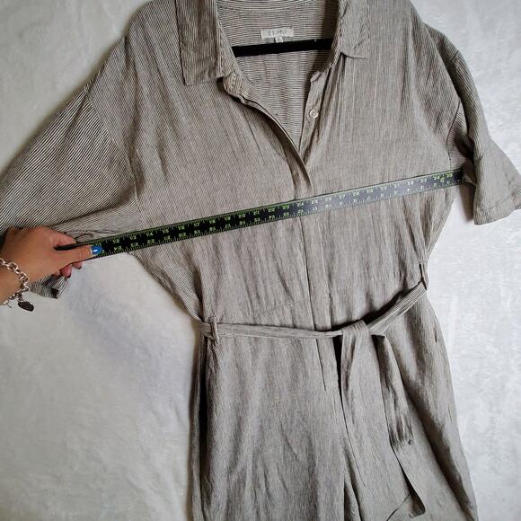 Z Supply XL Linen Striped Jumpsuit Ellora w belt Oatmeal beige Widelegs Stylish - Picture 6 of 16